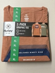 Hurley Men’s Graphic Tee, 2-pack – GREEN/ORANGE Or Blue/ Dark Blue You Pick Size