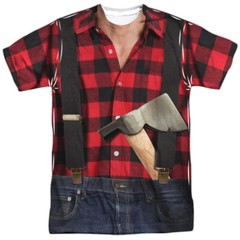 Lumberjack Costume Unisex Adult Halloween Costume T Shirt (Front/Back), S-3XL