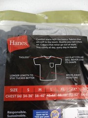 2 Pack Hanes Men Pocket T-Shirts Comfort Wicking Dri Gray/Black Med, LG,XL #196A