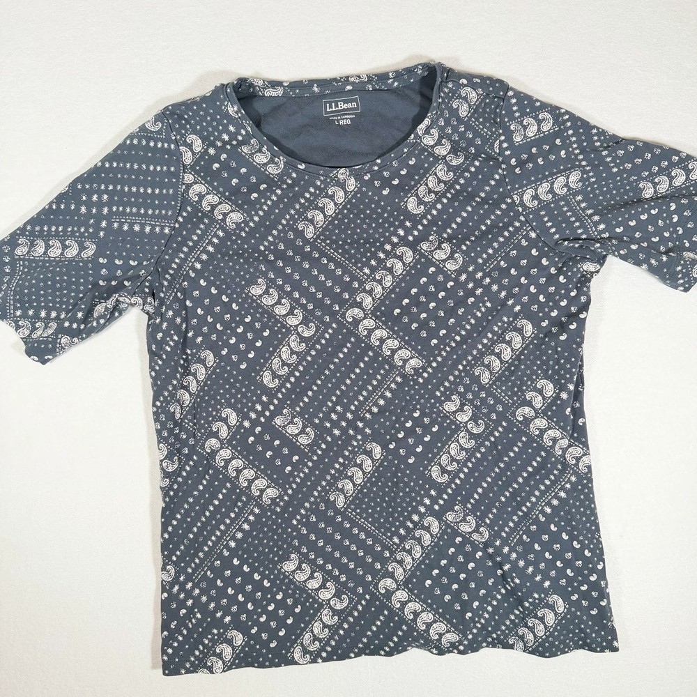 L.L.Bean Paisley Crew Neck Women’s Large T-Shirt Casual Outdoors Hiking