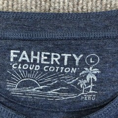 Faherty Shirt Mens Large Blue Cloud Cotton Henley Long Sleeve Tagless Tee