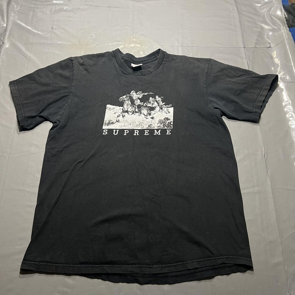 Supreme Shirt Mens L Black Horseback Riders Graphic Tee Made USA Streetwear