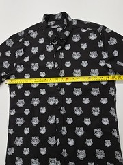 KENZO Mens Poplin Shirt Black Pattern Button Up Size XL Regular