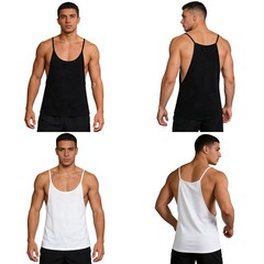 Men’s Tank Top Basic Vest Workout Shirts Gym T-Shirt Mesh Blouse Stripe Casual