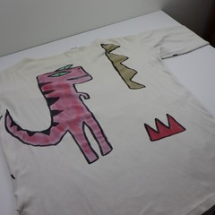 Vintage Bill Gian Hand Painted Wearable Art Shirt 1987 Oversized Dinosaur Crown