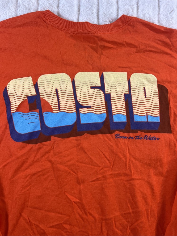 Costa Del Mar Long Sleeve T Shirt Orange Large Born On The Water Graphic