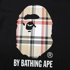 BAPE Check Ape Head T-Shirt Black Multi Beige | A Bathing Ape Medium Size