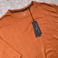 Shaquille O’Neal XLG Ribbed Tee Mens Short Sleeve Orange 2XLT NEW