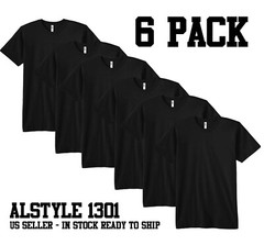 6 PACK ALSTYLE APPAREL MENS PLAIN SHORT SLEEVE T SHIRT 1301 SIZE MEDIUM BLANK