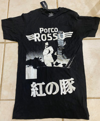 Porco Rosso The World Of Studio Ghibli Graphic T-Shirt Black X-SMALL Anime XS