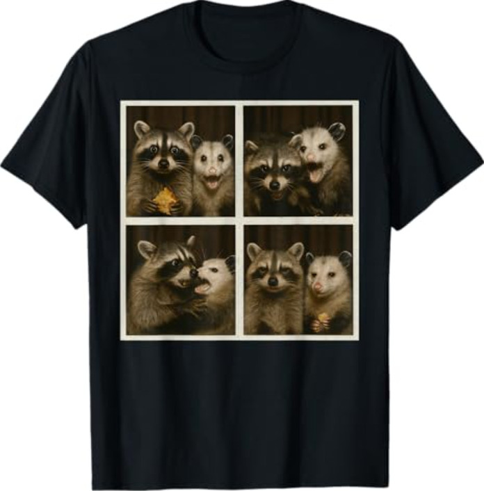 Funny Possum and Raccoon Photobooth Selfie Trash Feral T-Shirt