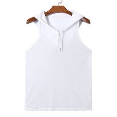 Men Sexy Transparent Hooded Sports Tank Tops Sleeveless T-shirt Fitness Vest Top