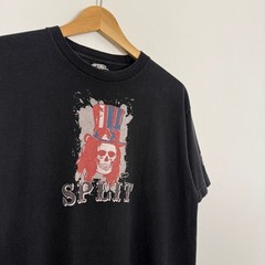 Vintage 90s Split Surf Skate Tee Shirt Skull Black Faded Medium Streetwear