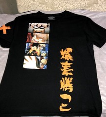 My Hero Academia New Adult T-Shirt – Panels of Bakugo & Ornage Kanji XL EUC A#1