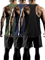 Tank Tops Men Y-Back Muscle Mesh Material 3 Pack Dry Fit Sleeveless – Gym