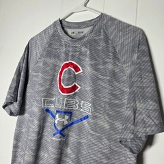 Under Armour Chicago Cubs HeatGear Shirt Mens Medium Grey Digital Print MLB Tee