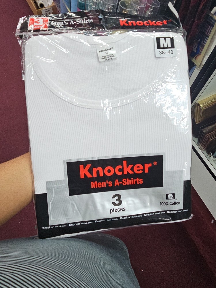 3 knocker Athletic Men’s A-Shirt Tank Tops 100% Cotton White, Bk Undershirt M-3x