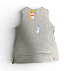 Carhartt Men’s Gray Cotton Knit Crew Neck Sleeveless Logo Tank Top Size S