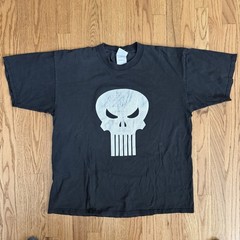 Punisher Skull 1990’s Vintage XL Gildan Ultra Cotton Black Tee Shirt Marvel