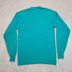 Vintage Henley Shirt Mens Small Green Ribbed Classic Long Sleeve Pullover Retro