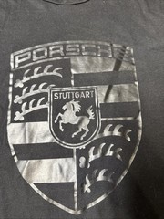 Porsche Shirt Mens Small Black Stuttgart Crest Graphic Tee Made Portugal Gloss