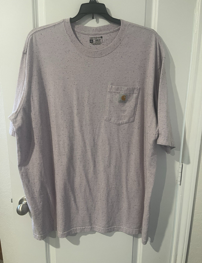 Carhartt Men’s Loose Fit Speckled Pocket Logo Crew Neck T-Shirt pink/purple 2XL