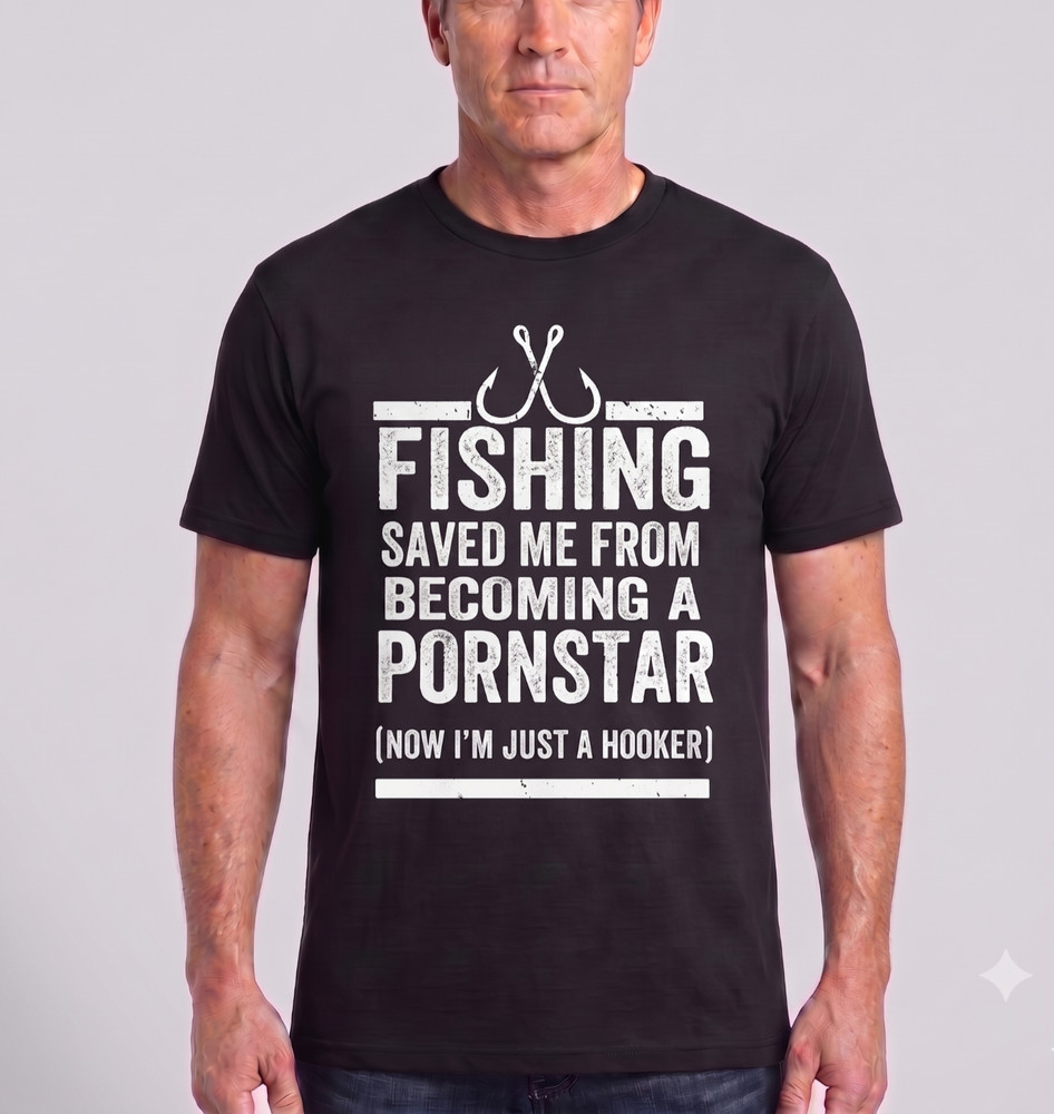Funny Fishing T-Shirt Fishing Saved Me Joke Shirt Gift For Fisherman Men Tee