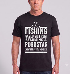 Funny Fishing T-Shirt Fishing Saved Me Joke Shirt Gift For Fisherman Men Tee