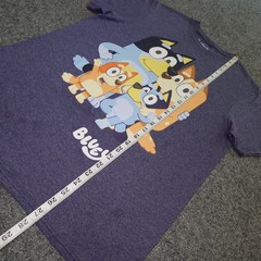 Bluey New Adult T-Shirt -Chilli Bandit Bingo Bluey Over White Logo M