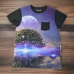 Foot Locker Cosmic Lake T Shirt Mens M Black Athletic Fit Asymmetrical Sleeve