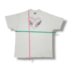 Vintage Hanes Beefy-t Crochet Heart Button Lace White 90’s T-Shirt Unisex XL