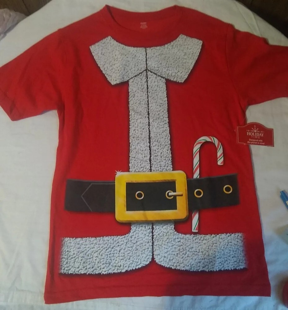 Adult Santa Suit T-Shirt S (34/36) Short Sleeve Red NEW Holiday Time