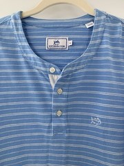 Southern Tide Henley Shirt Men’ Blue Striped Long Sleeve Stretch Casual Prep XL