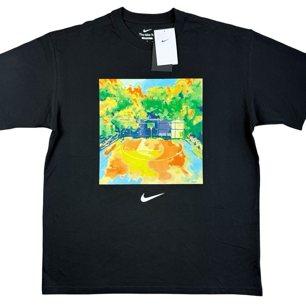 NEW Nike Max90 Watercolor Painting Basketball $45 MSRP Center Swoosh t-shirt M