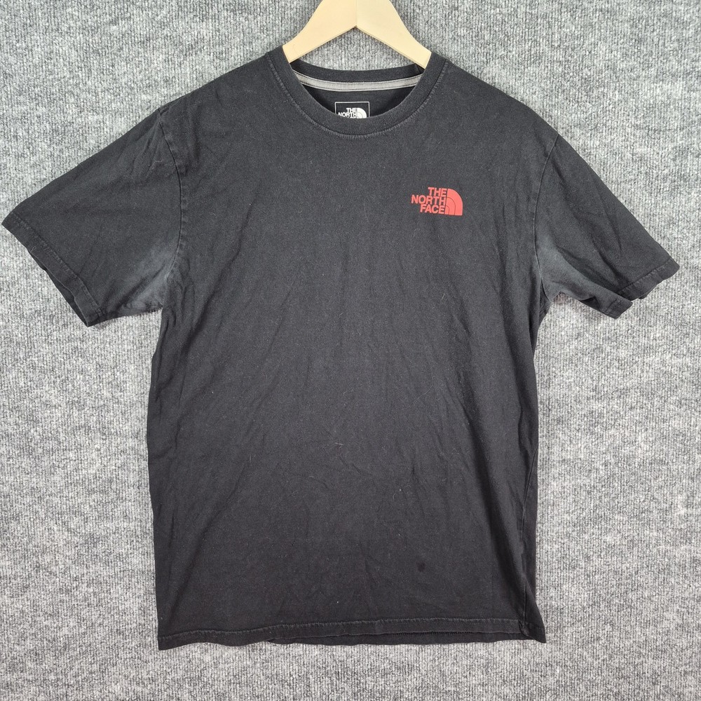 The North Face T-Shirt Men’s Medium Black Red Crewneck S-Sleeve Spellout Casual