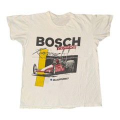 Vintage Bosch Racing T-Shirt Size M White 80s Platin Car Graphic Single Stitch