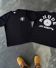 RHUDE Men’s M Black Crew Neck Short Sleeve East Hampton Logo Graphic T-Shirt