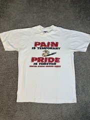 Vintage US Marine Corps USMC Shirt Mens M White Pain Pride Graphic 90s