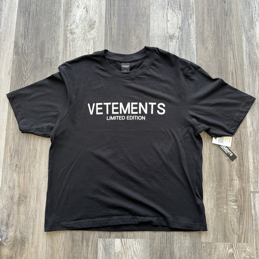 NWT Vetements Limited Edition Men’s BLACK T-Shirt Size L By Drill Clothing