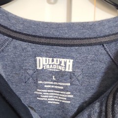 Duluth Trading Co Men’s Large Blue Long Sleeve Henley Knit T-Shirt Pocket Button