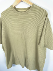 Y2K Oversized T-Shirt Men’s XL Green Textured Stripe Pattern Skater Breakwater