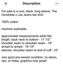 The Hundreds X Lee Jeans M Black Storm Rider Graphic Long Sleeve Tee Shirt