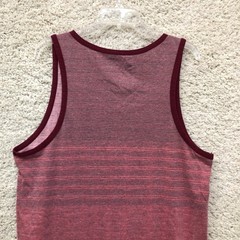 Hurley Tank Shirt Large Adult Red Striped Sleeveless Pocket Pullover Casual Mens