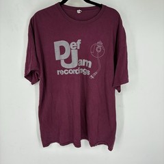 Vintage 90s Def Jam Recordings Mens 2XL XXL Maroon Tee T Shirt Rap Streetwear