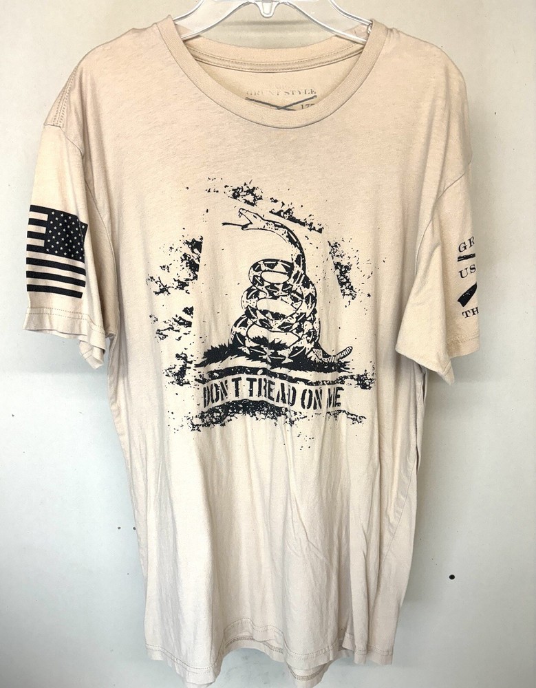 Grunt Style Don’t Tread on Me Snake Graphic Crew Neck Tee Shirt Men’s Large