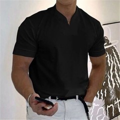 Men Sports Short Sleeve Solid Loose Casual Linen Shirts Shirt Blouse Tops Summer