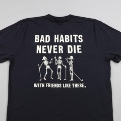 Bad Birdie Shirt Mens XL Black Bad Habits Never Die Graphic Golf Skeletons Tee
