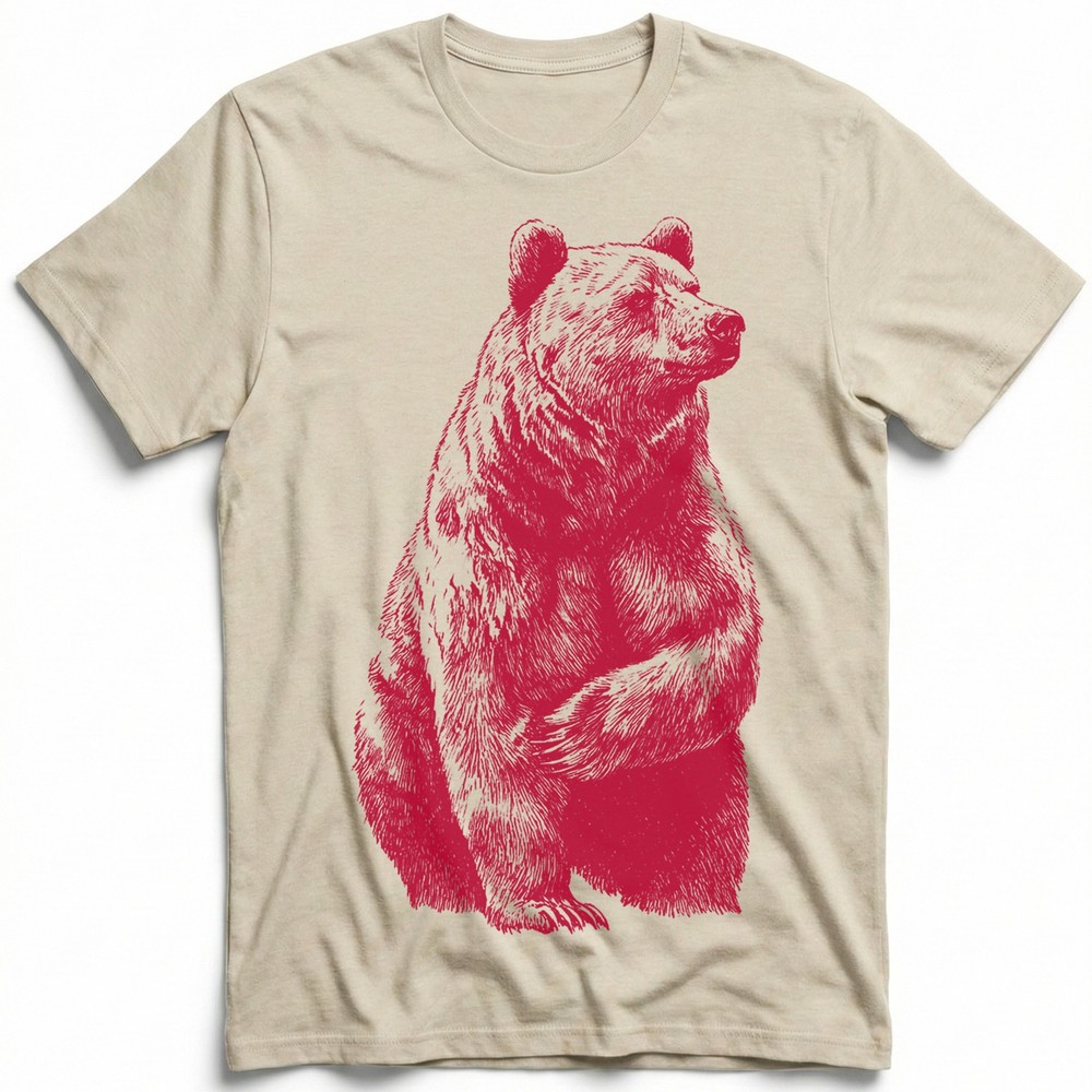 Red Grizzly Bear Silhouette Wildlife Nature T-Shirt Forest Animal Graphic Tee