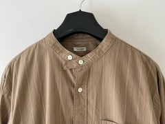 PHIGVEL 22AW Band Collar Shirt Khaki Beige Stripe Size 3