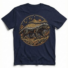 Honey Badger Fearless Wild Animal Mountain Vintage Badge t-shirt Nature Tee